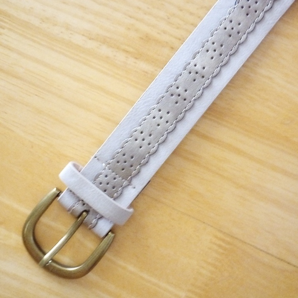 Light Beige and Metallic Pewter Belt M